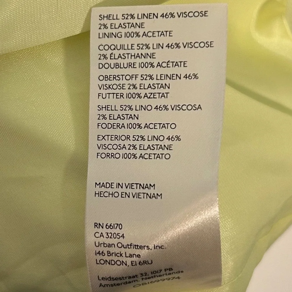 Anthropologie maeve green linen blend blazer Women's 14 preppy summer spring
